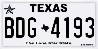 TX license plate BDG4193