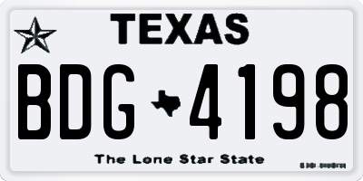 TX license plate BDG4198