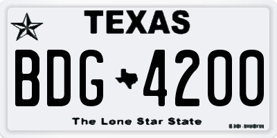 TX license plate BDG4200