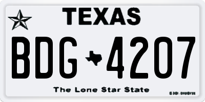 TX license plate BDG4207