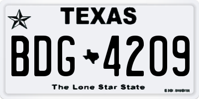 TX license plate BDG4209