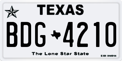 TX license plate BDG4210