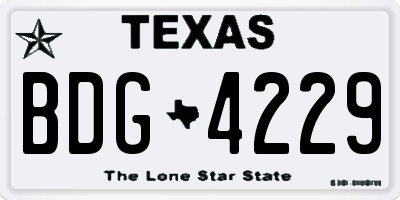 TX license plate BDG4229