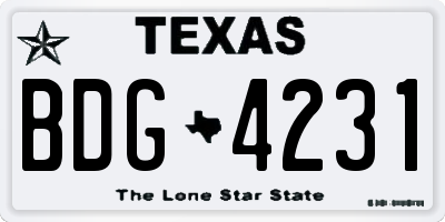 TX license plate BDG4231