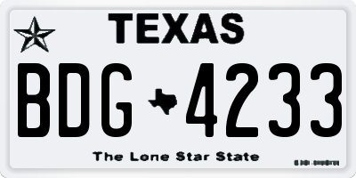 TX license plate BDG4233
