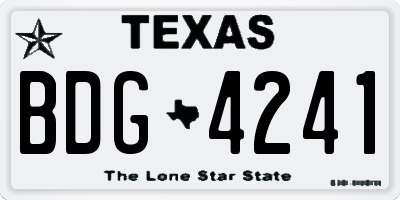 TX license plate BDG4241