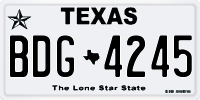 TX license plate BDG4245