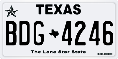 TX license plate BDG4246