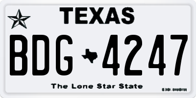 TX license plate BDG4247
