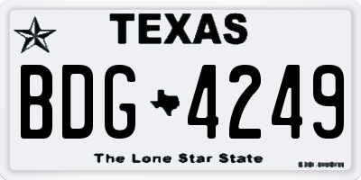 TX license plate BDG4249