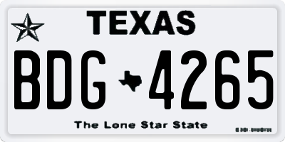 TX license plate BDG4265
