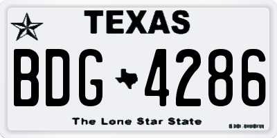 TX license plate BDG4286