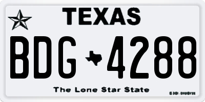 TX license plate BDG4288