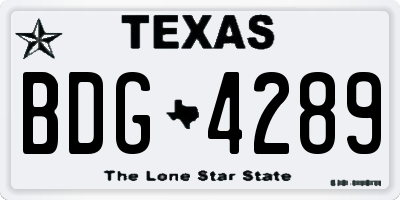 TX license plate BDG4289