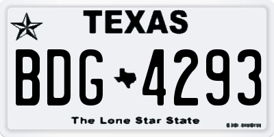 TX license plate BDG4293