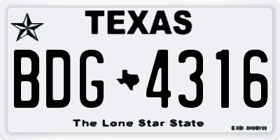 TX license plate BDG4316
