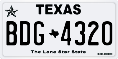 TX license plate BDG4320