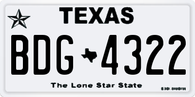 TX license plate BDG4322
