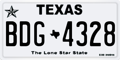 TX license plate BDG4328
