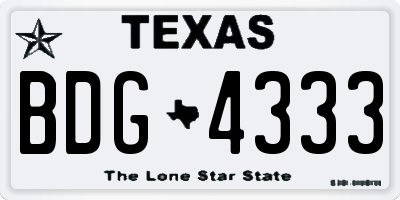 TX license plate BDG4333