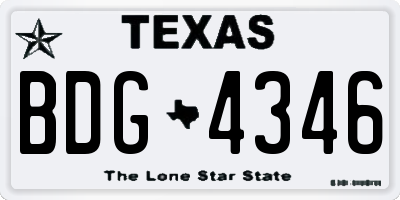 TX license plate BDG4346
