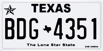 TX license plate BDG4351