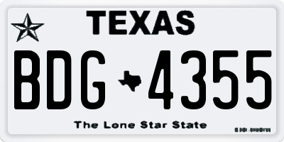 TX license plate BDG4355