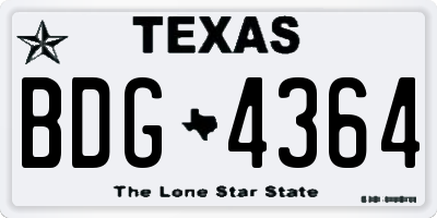 TX license plate BDG4364