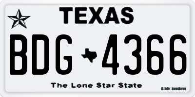 TX license plate BDG4366