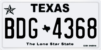 TX license plate BDG4368