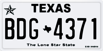 TX license plate BDG4371