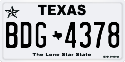 TX license plate BDG4378