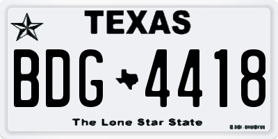 TX license plate BDG4418