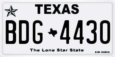 TX license plate BDG4430