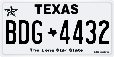 TX license plate BDG4432