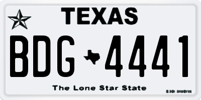 TX license plate BDG4441
