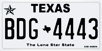 TX license plate BDG4443