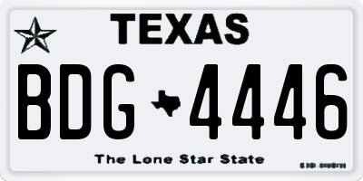 TX license plate BDG4446