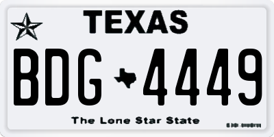 TX license plate BDG4449