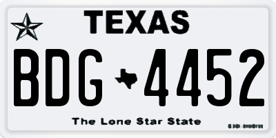 TX license plate BDG4452
