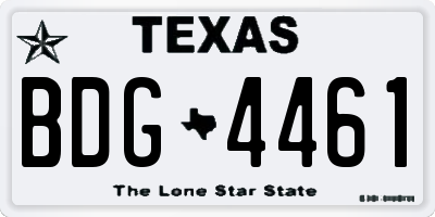 TX license plate BDG4461