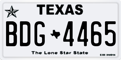TX license plate BDG4465