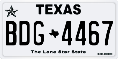 TX license plate BDG4467