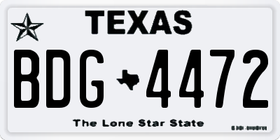 TX license plate BDG4472