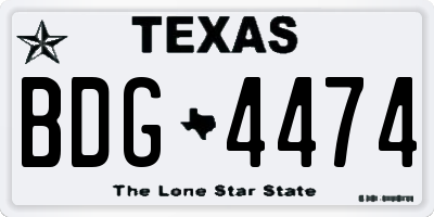 TX license plate BDG4474