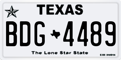 TX license plate BDG4489