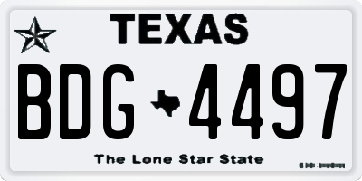 TX license plate BDG4497