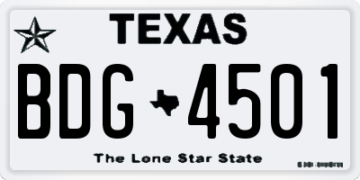 TX license plate BDG4501