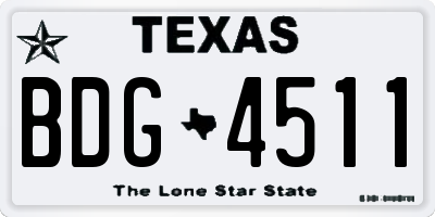 TX license plate BDG4511