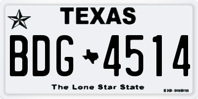 TX license plate BDG4514